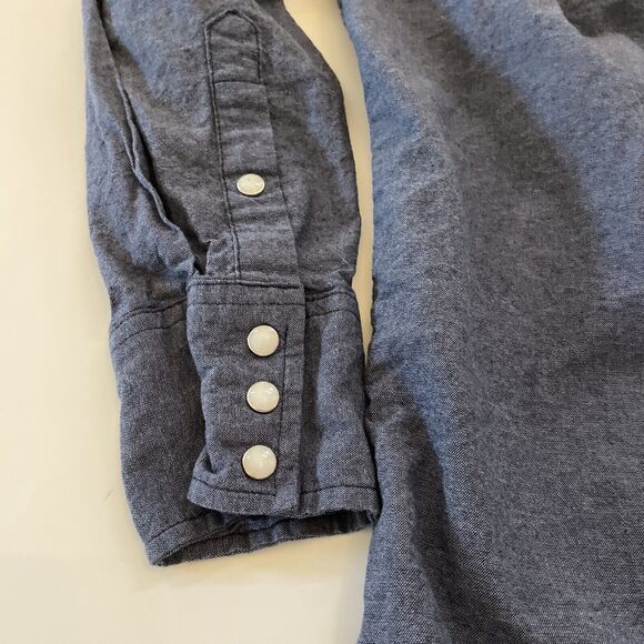 Wrangler Denim Shirt Western Pearl Snap Blue Jean Shirt Cowboy‎ Long Sleeve XXL - Picture 9 of 10